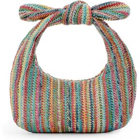 KOOIJNKO Knotted Straw Clutch Purse Bow Summer Beach Bag Dumpling Evening Handbag