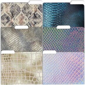 Better Office Products Decorative File Folders, 24 Pack, 8 Designs, Heavyweight, Letter Size (9.5" x 11.5") with 1/3 Cut Tab, Snakeskin Designs, Fashion Folders