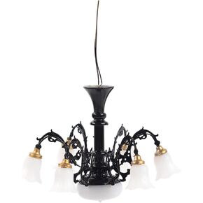 Housoutil Miniature Ceiling Lamp Dollhouse Chandelier Light Mini LED Pendant Light Model for Dollhouse Living Room Accessories