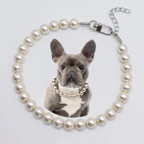 0.55 inch Big Pearl Dog Collar,Suit for Medium Large Dog,Occasions and Garden Party,Strong Stainless Steel Wire Rope,Elegant Exquisite Adjustable Dog Pearl Necklace