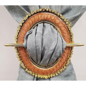 Plastic Decorative Holdback Set (Marbled Oval Gold/Coffee)