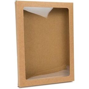 ClearBags Kraft Paper Window Box with Attached PET Sheet | 25 Boxes | 5 x 7/8 x 7 | Protects Stationary, Cosmetics, Treats, Favors | WKRG266