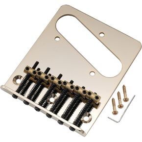 Musiclily Pro 54mm Modern Telecaster Bridge with Barrel Brass 6-Saddle for Tele Style Electric Guitar, Chrome