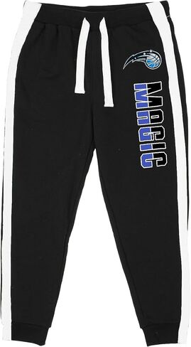NBA Youth 8-20 Black Primary Logo Wordmark Step Up Jump Ball Stripe Fleece Pants in Kuwait