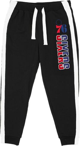 NBA Youth 8-20 Black Primary Logo Wordmark Step Up Jump Ball Stripe Fleece Pants in Kuwait
