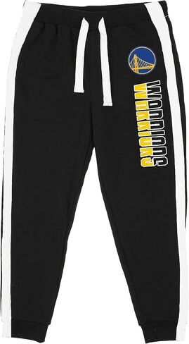 NBA Youth 8-20 Black Primary Logo Wordmark Step Up Jump Ball Stripe Fleece Pants in Kuwait