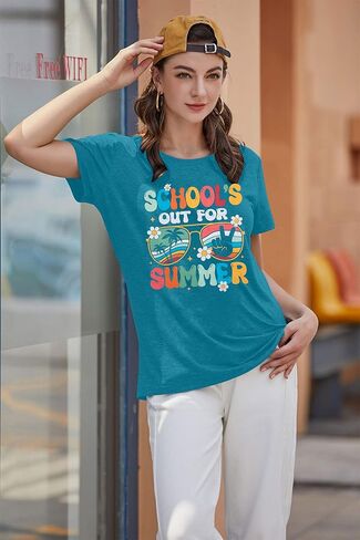 School's Out for Summer Shirt Women: We Out Teacher Year T-Shirt - Last Day of School Short Sleeve Tee Top in Kuwait