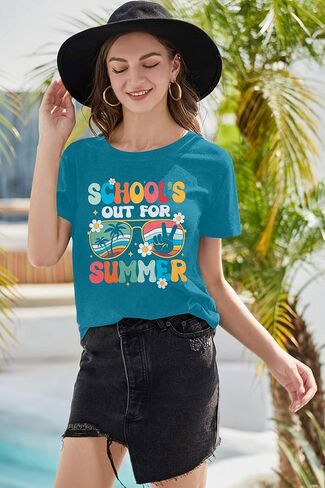 School's Out for Summer Shirt Women: We Out Teacher Year T-Shirt - Last Day of School Short Sleeve Tee Top in Kuwait