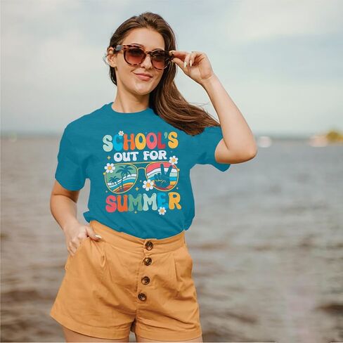School's Out for Summer Shirt Women: We Out Teacher Year T-Shirt - Last Day of School Short Sleeve Tee Top in Kuwait