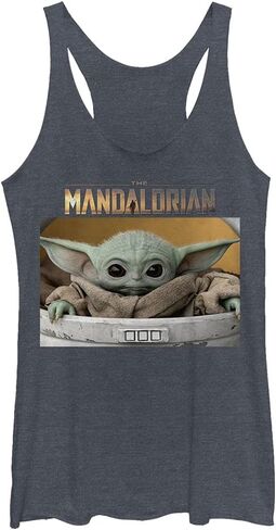 Star Wars Junior's The Mandalorian Small Box Tri-Blend Racerback Layering Tank, Navy Blue Heather, X-Large in Saudi Arabia
