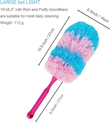 3 قطع 19 بوصة أداة تنظيف يدوية من الألياف الدقيقة ذات لونين لتنظيف المكتب، السيارة، الكمبيوتر، مكيف الهواء، منفضة غبار قابلة للغسل in Kuwait