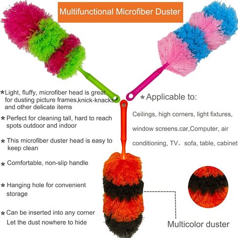 3 قطع 19 بوصة أداة تنظيف يدوية من الألياف الدقيقة ذات لونين لتنظيف المكتب، السيارة، الكمبيوتر، مكيف الهواء، منفضة غبار قابلة للغسل in Kuwait