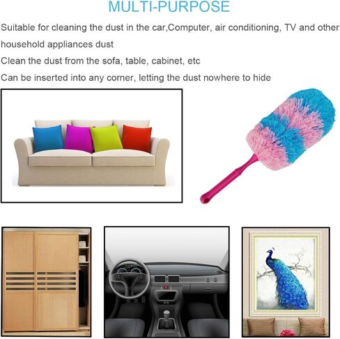 3 قطع 19 بوصة أداة تنظيف يدوية من الألياف الدقيقة ذات لونين لتنظيف المكتب، السيارة، الكمبيوتر، مكيف الهواء، منفضة غبار قابلة للغسل in Kuwait