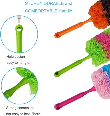3 قطع 19 بوصة أداة تنظيف يدوية من الألياف الدقيقة ذات لونين لتنظيف المكتب، السيارة، الكمبيوتر، مكيف الهواء، منفضة غبار قابلة للغسل in Kuwait