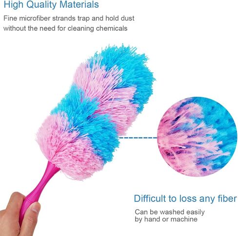 3 قطع 19 بوصة أداة تنظيف يدوية من الألياف الدقيقة ذات لونين لتنظيف المكتب، السيارة، الكمبيوتر، مكيف الهواء، منفضة غبار قابلة للغسل in Kuwait