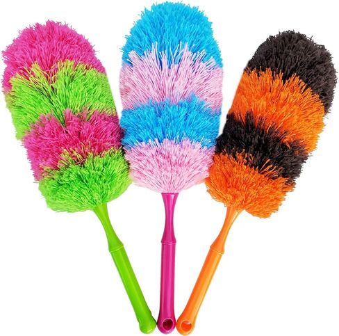 3 قطع 19 بوصة أداة تنظيف يدوية من الألياف الدقيقة ذات لونين لتنظيف المكتب، السيارة، الكمبيوتر، مكيف الهواء، منفضة غبار قابلة للغسل in Kuwait