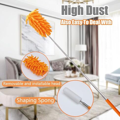 مجموعة منفضة غبار منزلية مكونة من 4 قطع، مع 2 منفضة غبار شانيل من الألياف الدقيقة القابلة للتمدد وزوجين من غبار غطاء حذاء شانيل، أداة تنظيف للتنظيف المنزلي in Kuwait