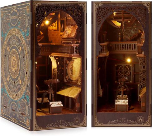 Enrimyee Book Nook Kit للبالغين من المراهقين، ألغاز خشبية ثلاثية الأبعاد للبالغين، خزانة كتب منزلية صغيرة، مجموعة أدوات منزلية مصغرة لديكور رف الكتب، مجموعة منزلية صغيرة لدفاتر الكتب، هدايا عيد ميلاد له in Kuwait