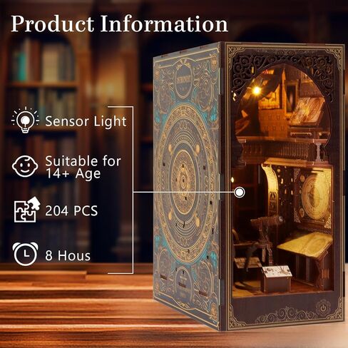 Enrimyee Book Nook Kit للبالغين من المراهقين، ألغاز خشبية ثلاثية الأبعاد للبالغين، خزانة كتب منزلية صغيرة، مجموعة أدوات منزلية مصغرة لديكور رف الكتب، مجموعة منزلية صغيرة لدفاتر الكتب، هدايا عيد ميلاد له in Kuwait
