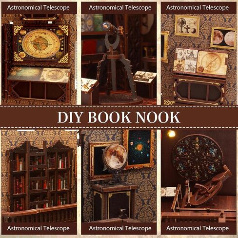 Enrimyee Book Nook Kit للبالغين من المراهقين، ألغاز خشبية ثلاثية الأبعاد للبالغين، خزانة كتب منزلية صغيرة، مجموعة أدوات منزلية مصغرة لديكور رف الكتب، مجموعة منزلية صغيرة لدفاتر الكتب، هدايا عيد ميلاد له in Kuwait