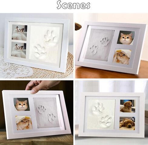 Clay Paw Print Kit with Picture Frame, Pet Paw Print Impression Kit, Dog or Cat Pawprint Keepsake Wooden Photo Frame, Paw Print Stamp Pad for Dogs, Cats & Pets-Black in Saudi Arabia