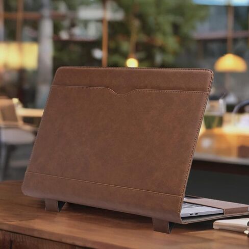 TYTX Compatible with MacBook Pro Leather Case 16 inch 2019 2020 A2141 with Touch ID Laptop Sleeve Protective Folio Book Cover with Vents, Black in Kuwait