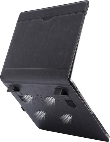 TYTX Compatible with MacBook Pro Leather Case 16 inch 2019 2020 A2141 with Touch ID Laptop Sleeve Protective Folio Book Cover with Vents, Black in Kuwait