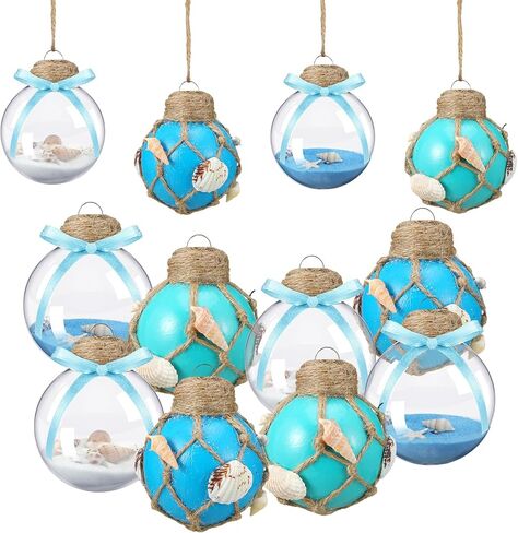 8 Pcs Summer Sea Balls Ornaments Ocean Balls Decorations for Tree Beach Tree Ornament Balls Blue Nautical Hanging Decorations Seashell Starfish Coastal Decor for Sea Birthday Wedding Party in Saudi Arabia
