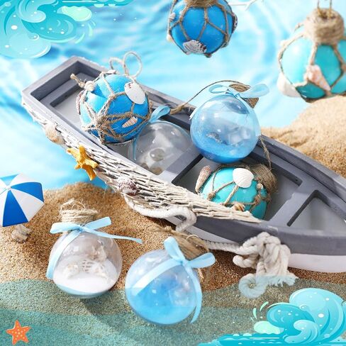 8 Pcs Summer Sea Balls Ornaments Ocean Balls Decorations for Tree Beach Tree Ornament Balls Blue Nautical Hanging Decorations Seashell Starfish Coastal Decor for Sea Birthday Wedding Party in Saudi Arabia