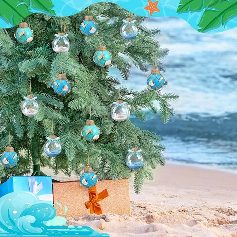 8 Pcs Summer Sea Balls Ornaments Ocean Balls Decorations for Tree Beach Tree Ornament Balls Blue Nautical Hanging Decorations Seashell Starfish Coastal Decor for Sea Birthday Wedding Party in Saudi Arabia