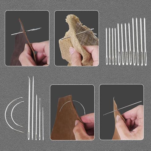 AMOGTO Leather Working Tools Leather Craft Tools Kit with Storage Bag, Leather Carving Tools Leather Craft Making for Punching Cutting Stamping Carving Sewing, Leather Tools Kit for DIY Leathercraft in Kuwait