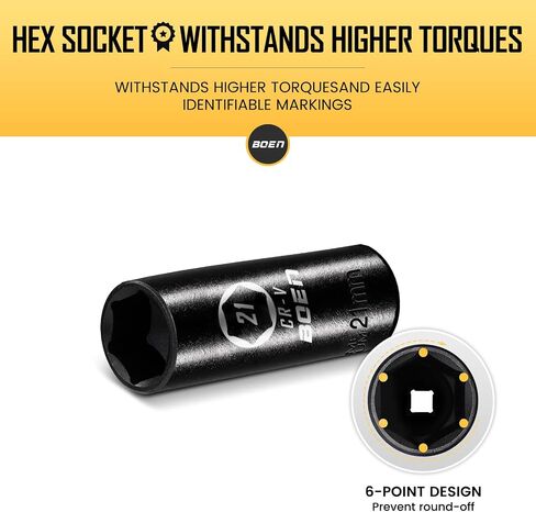 BOEN 1/2" Drive Deep Impact Socket,1 Inch Premium Socket,SAE,6 Point,Cr-V Steel with Laser Marking - Strong and Durable in Saudi Arabia