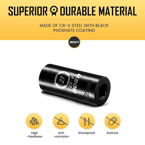 BOEN 1/2" Drive Deep Impact Socket,1 Inch Premium Socket,SAE,6 Point,Cr-V Steel with Laser Marking - Strong and Durable in Saudi Arabia