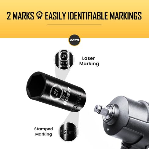 BOEN 1/2" Drive Deep Impact Socket,1 Inch Premium Socket,SAE,6 Point,Cr-V Steel with Laser Marking - Strong and Durable in Saudi Arabia