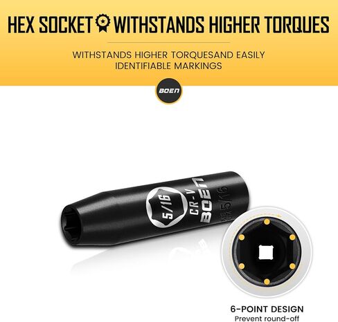 BOEN 1/2" Drive Deep Impact Socket,1 Inch Premium Socket,SAE,6 Point,Cr-V Steel with Laser Marking - Strong and Durable in Kuwait