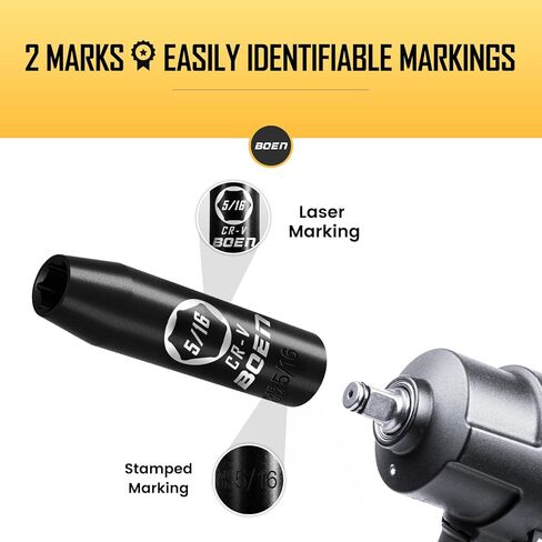 BOEN 1/2" Drive Deep Impact Socket,1 Inch Premium Socket,SAE,6 Point,Cr-V Steel with Laser Marking - Strong and Durable in Kuwait