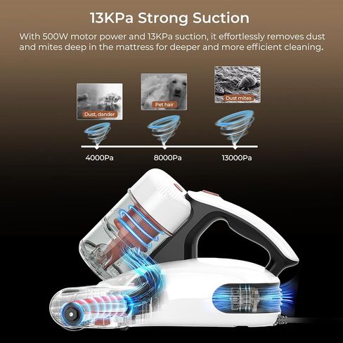 JIGOO Mattress Vacuum Cleaner : UV Bed Vacuum Cleaner 500W 13Kpa Strong Suction, High Heating Tech, Deep Cleaning Bed Vacuum for Sofa/Bed/Fabric Surface(Corded,120V) in Saudi Arabia