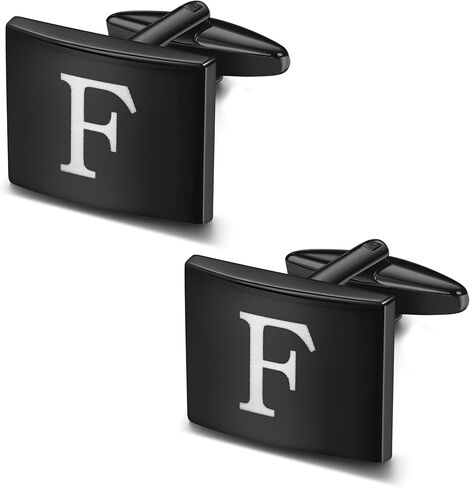 أزرار أكمام سوداء مربعة أولية من FASACCO للرجال أزرار أكمام نحاسية مخصصة هدية للعريس والزوج والأب والصديق in Kuwait