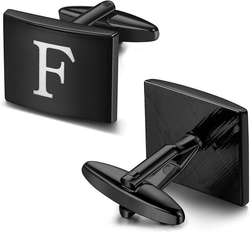 أزرار أكمام سوداء مربعة أولية من FASACCO للرجال أزرار أكمام نحاسية مخصصة هدية للعريس والزوج والأب والصديق in Kuwait