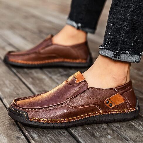 Men's Casual Leather Loafers Slip-On Dress Shoes Driving Moccasin Walking Shoes in Saudi Arabia