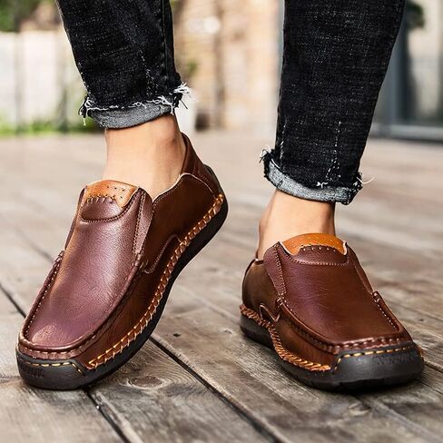 Men's Casual Leather Loafers Slip-On Dress Shoes Driving Moccasin Walking Shoes in Saudi Arabia