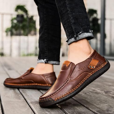 Men's Casual Leather Loafers Slip-On Dress Shoes Driving Moccasin Walking Shoes in Saudi Arabia
