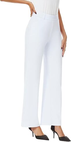 Womens Wide Straight Leg Pull-On Trousers Casual Slacks Dress Pants with Pockets in Saudi Arabia