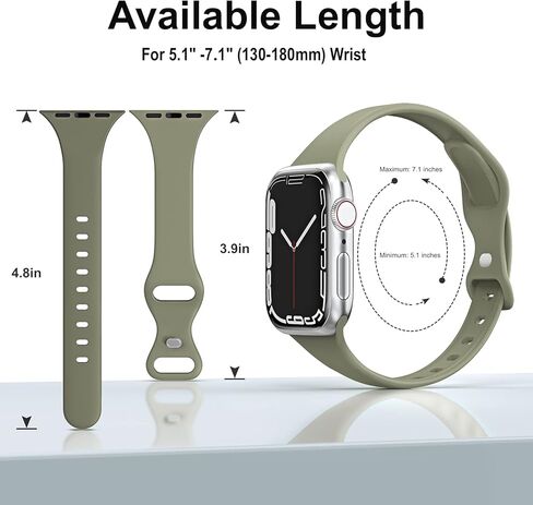 Tighesen 5 Pack Slim Thin Skinny Narrow Bands Compatible with Watch Band Ultra 2/Ultra SE Series 9/8/7/6/5/4/3/2/1 38mm 40mm 41mm 42mm 44mm 45mm 49mm for Women/Men Silicone iWatch Band in Kuwait