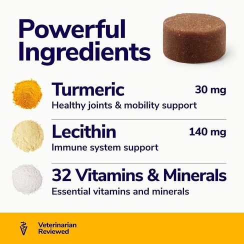 Dog Multivitamin Chews - Puppy & Senior Dog Vitamins and Supplements - Treats for Immunity, Skin & Coat Allergies, Digestion - Omega Fish Oil, Probiotic, Calcium for Dogs - 75 Chews in Saudi Arabia