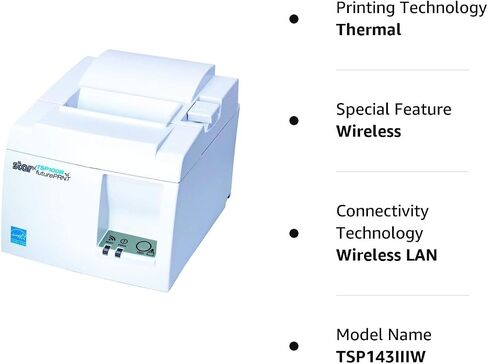 Star Micronics TSP143IIIW Wi-Fi (WLAN) Thermal Receipt Printer with Wireless Access Point, WPS, Cutter, and Internal Power Supply - White (Renewed) in Saudi Arabia