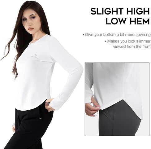 CAMEL CROWN Women’s UPF 50+ UV Shirts Long Sleeve Workout Tops for Women Athletic Gym Exercise High-Low Hem Quick Dry in Saudi Arabia