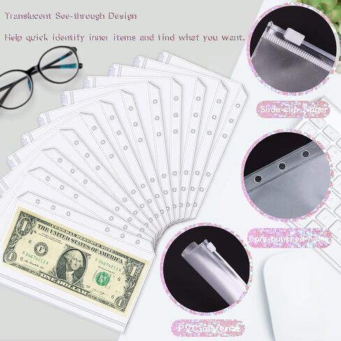 Glitter Budget Planner,Money Saving Binder with Zipper Envelopes & Expense Budget Sheets,Envelopes Money Saving Challenge,Savings Budget Planner with Cash Envelopes (Black) in Saudi Arabia