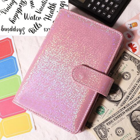 Glitter Budget Planner,Money Saving Binder with Zipper Envelopes & Expense Budget Sheets,Envelopes Money Saving Challenge,Savings Budget Planner with Cash Envelopes (Black) in Saudi Arabia