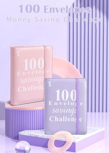 TOBATOBA 100 مغلف تحدي توفير المال، كتاب تحديات التوفير مقاس A5 مع مظاريف، مجموعة أدوات حفظ التوفير لتحدي المغلف النقدي، طريقة سهلة وممتعة لتوفير 5,050 دولارًا، أرجواني in Kuwait